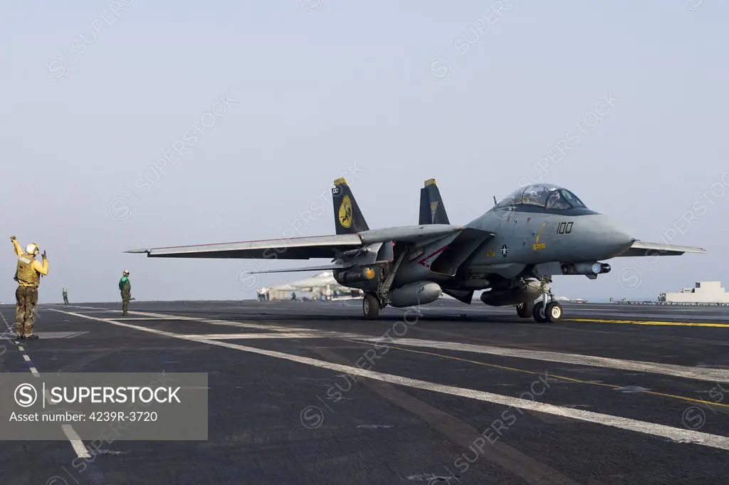 North Arabian Gulf, October 17, 2005 - An F-14D Tomcat of VF-31 Tomcatters (Carrier Air Wing 8) during operations in support of Operation Enduring Freedom on USS Theodore Roosevelt.