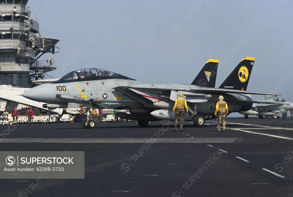 North Arabian Gulf, October 17, 2005 - An F-14D Tomcat of VF-31 Tomcatters (Carrier Air Wing 8) during operations in support of Operation Enduring Freedom on USS Theodore Roosevelt.