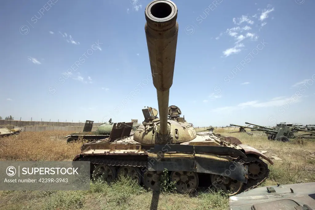 A Russian T-55 main battle tank rests in an armor junkyard in Kunduz, Afghanistan.