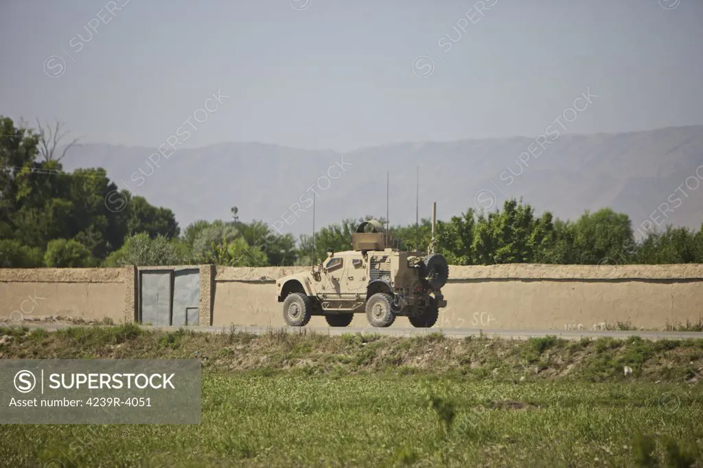 An M-ATV driving south on A7 towards Aliabad from Kunduz, Afghanistan.