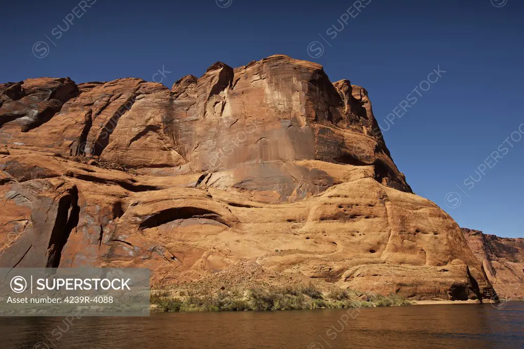 1000ft high cliffs guard the Colorado River near Lees Ferry, Arizona.