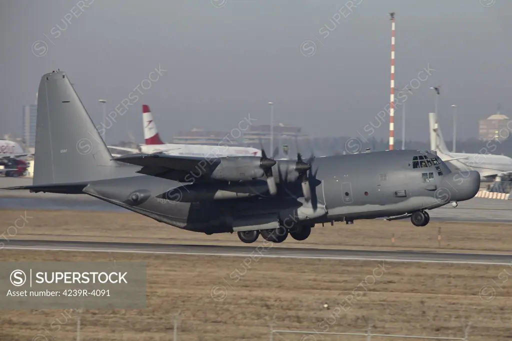 MC-130H Combat Talon II of the U.S. Air Force taking off from Stuttgart Airfield, Germany.