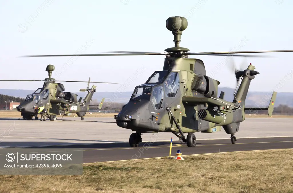 German Tiger Eurocopters at Fritzlar Airfield, Germany, in preparation for Afghanistan deployment.