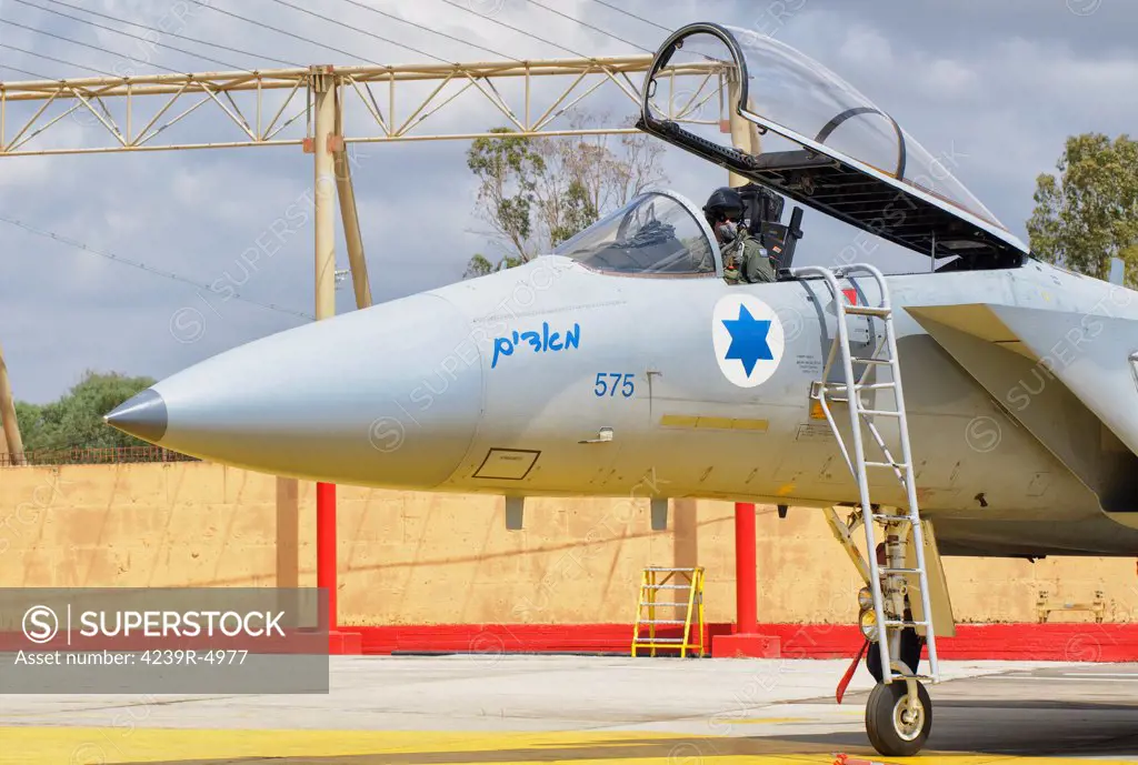 A McDonnell Douglas F-15C Eagle Baz aircraft of the Israeli Air Force, Tel Nof Air Base, Israel.