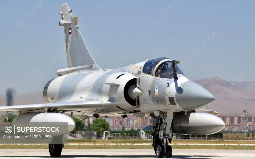 A Dassault Mirage 2000-9 of the United Arab Emirates Air Force at Konya Air Base, Turkey.