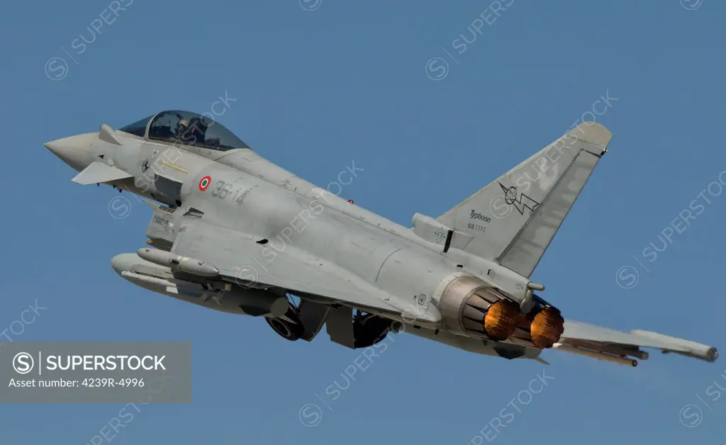 A Eurofighter F-2000 of the Italian Air Force in flight during Exercise Anatolian Eagle 2012.