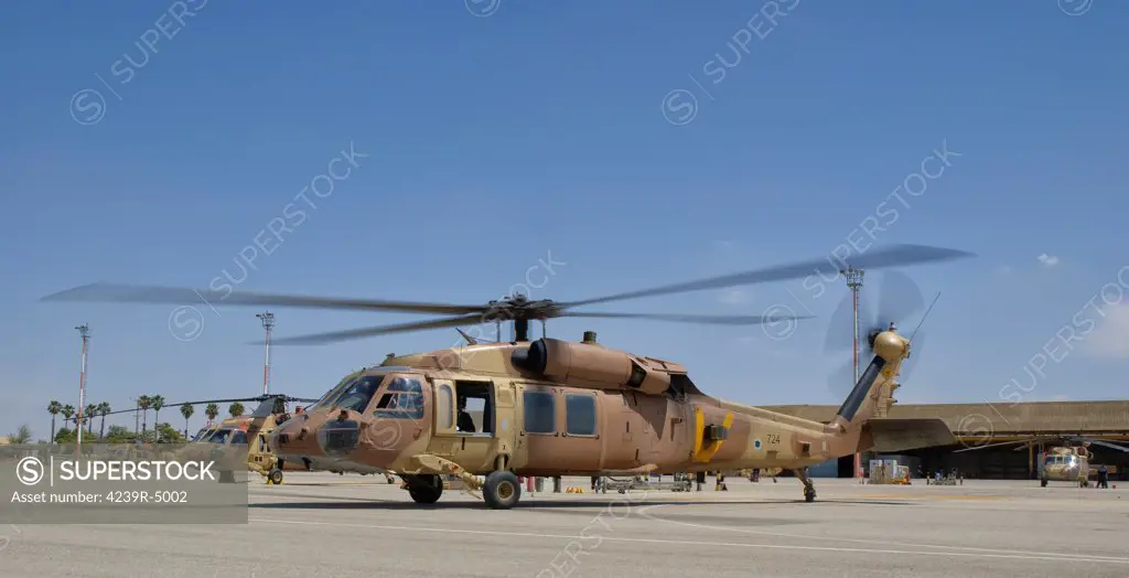 A Sikorsky UH-60 Black Hawk Yanshuf of the Israeli Air Force parked at Hatzerim Air Base, Israel.