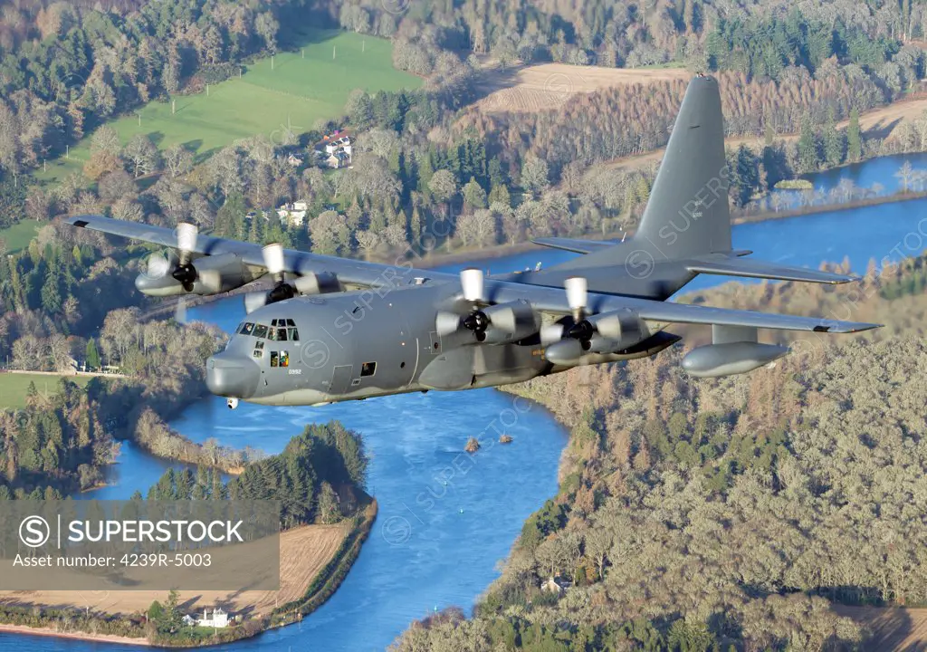 MC-130P Combat Shadow of the 67th Special Operations Squadron/352nd Special Operations Group, low level flying over Scotland, December 2011.