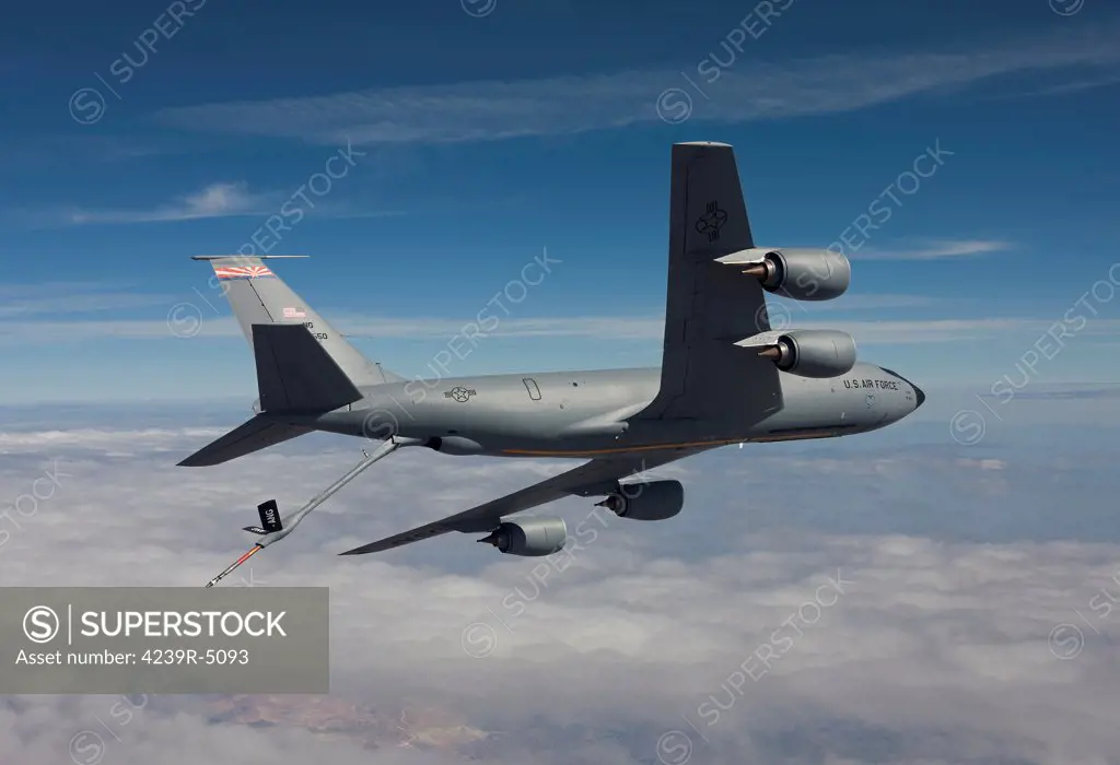 A KC-135R from the 161st Air Refueling Wing flies a training mission out of Phoenix, Arizona.