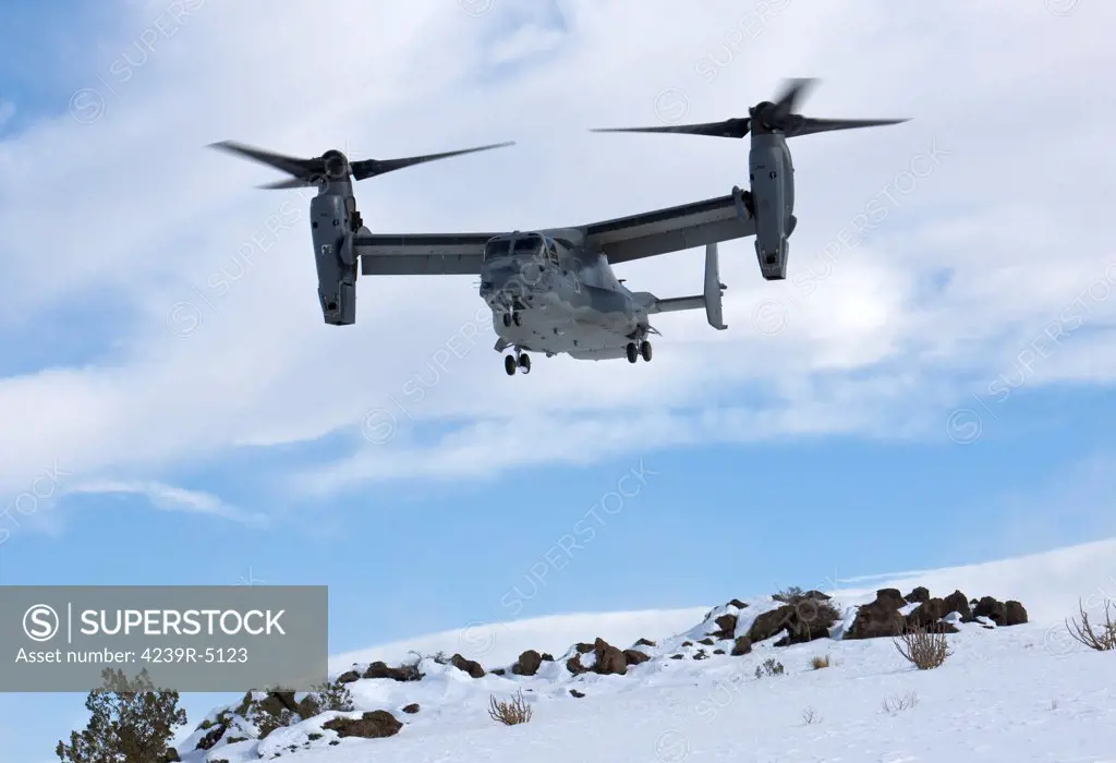 A CV-22 Osprey from the 71st Special Operations Squadron prepares to land during a training mission out of Kirtland Air Force Base, New Mexico.