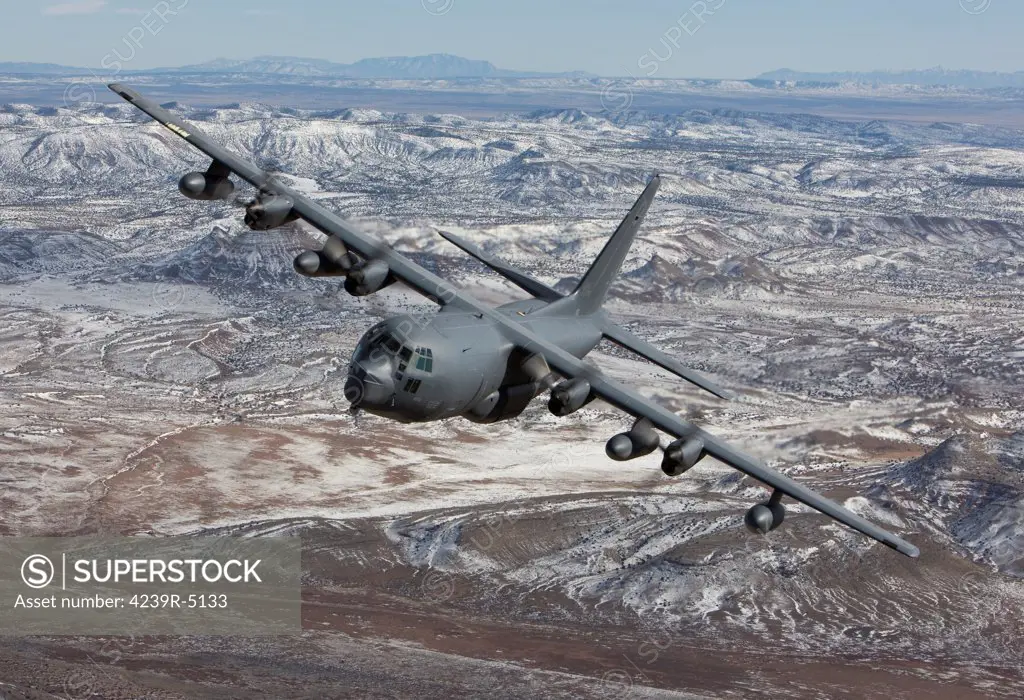An MC-130 from the 550th Special Operations Squadron manuevers during a training mission out of Kirtland Air Force Base, New Mexico.