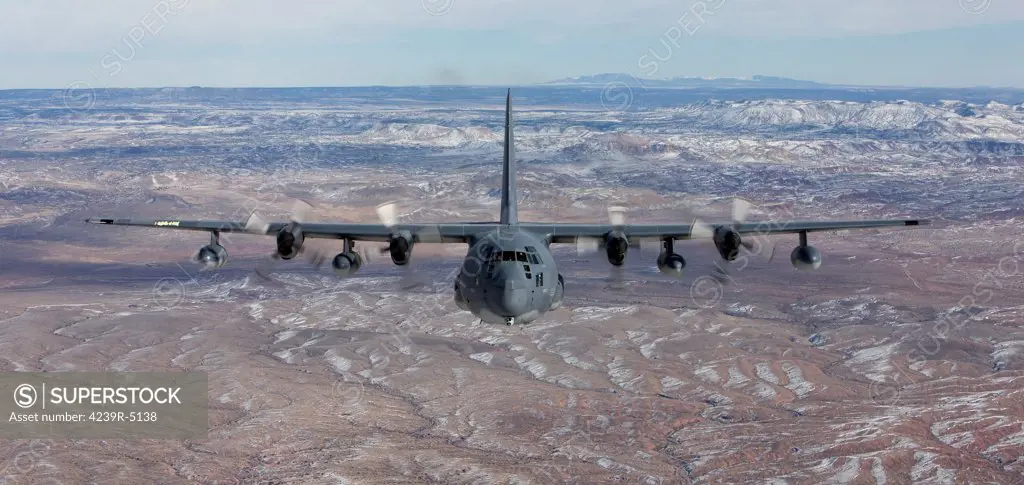 An MC-130 from the 550th Special Operations Squadron manuevers during a training mission out of Kirtland Air Force Base, New Mexico.