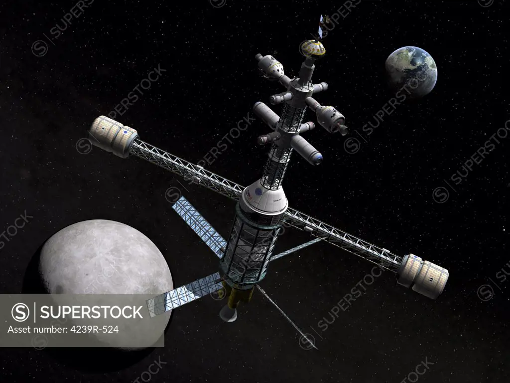 A lunar cycler has reached its furthest orbital point from the Earth, the apogee, and is rounding the far side of the Moon to begin its fall back toward Earth