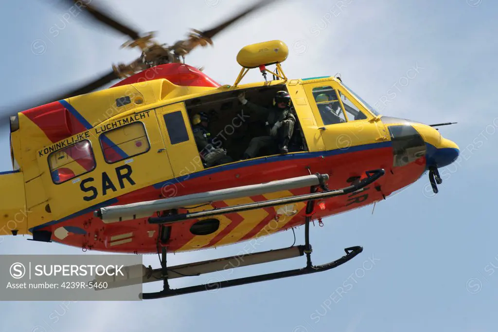 May 19, 2010 - An AB-412 Tweety helicopter of the Royal Netherlands Air Force in flight over Koksijde, Belgium.