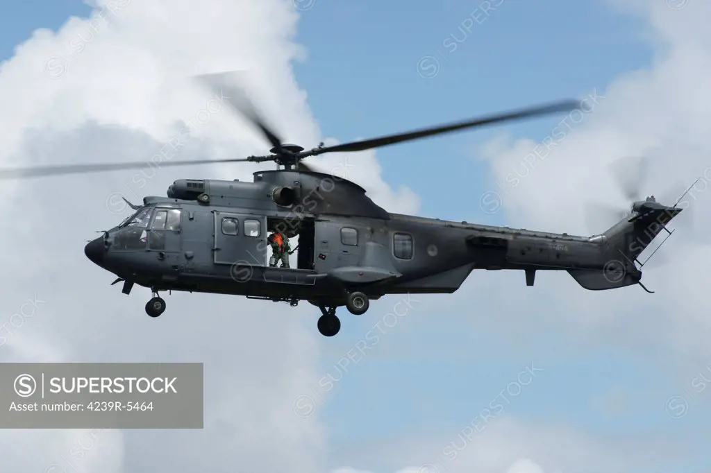 June 19, 2010 - A Eurocopter AS532 Cougar of the Royal Netherlands Air Force in flight over Volkel, the Netherlands.