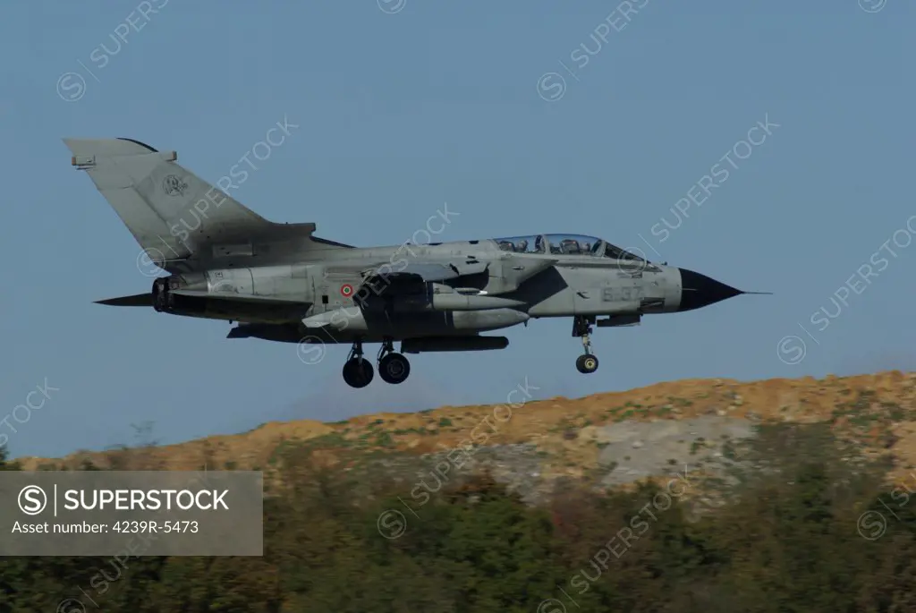 A Panavia Tornado of the Italian Armed Forces in flight over Florennes, Belgium.