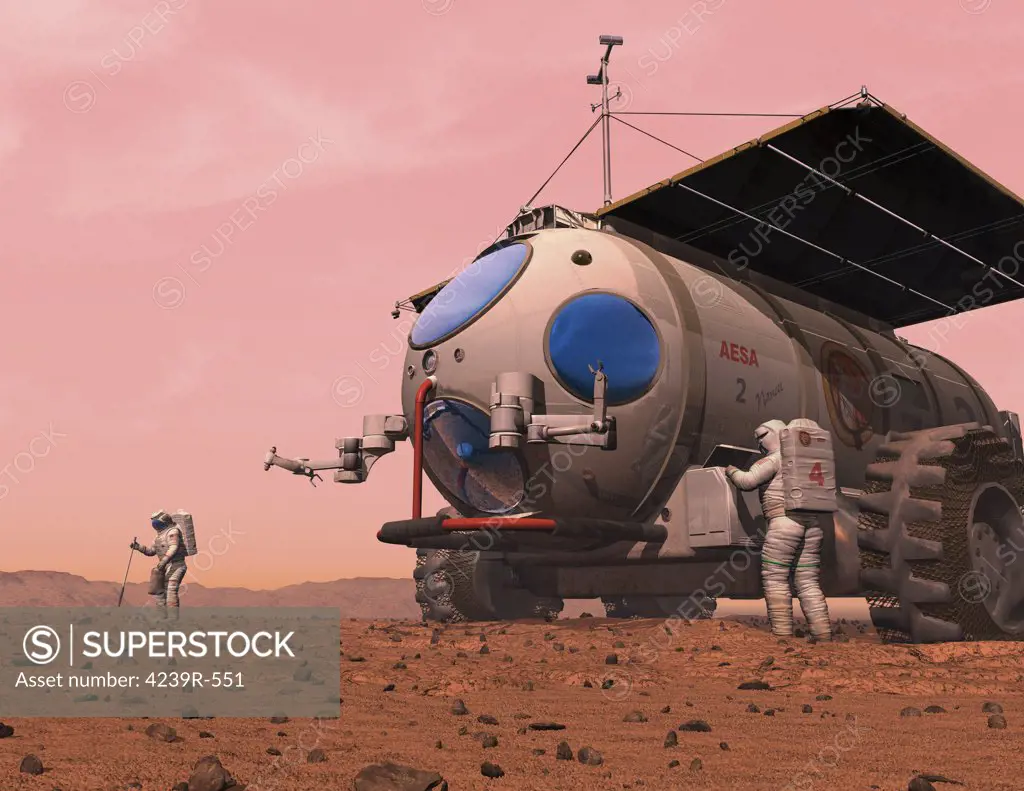 Artist's concept of how a martian motorhome might be realized