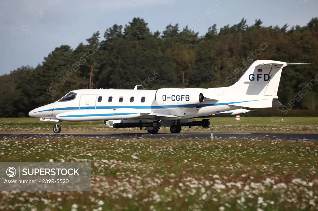 A Learjet of GFD with electronic countermeasure pods contracted by the German Forces for electronic warfare training.