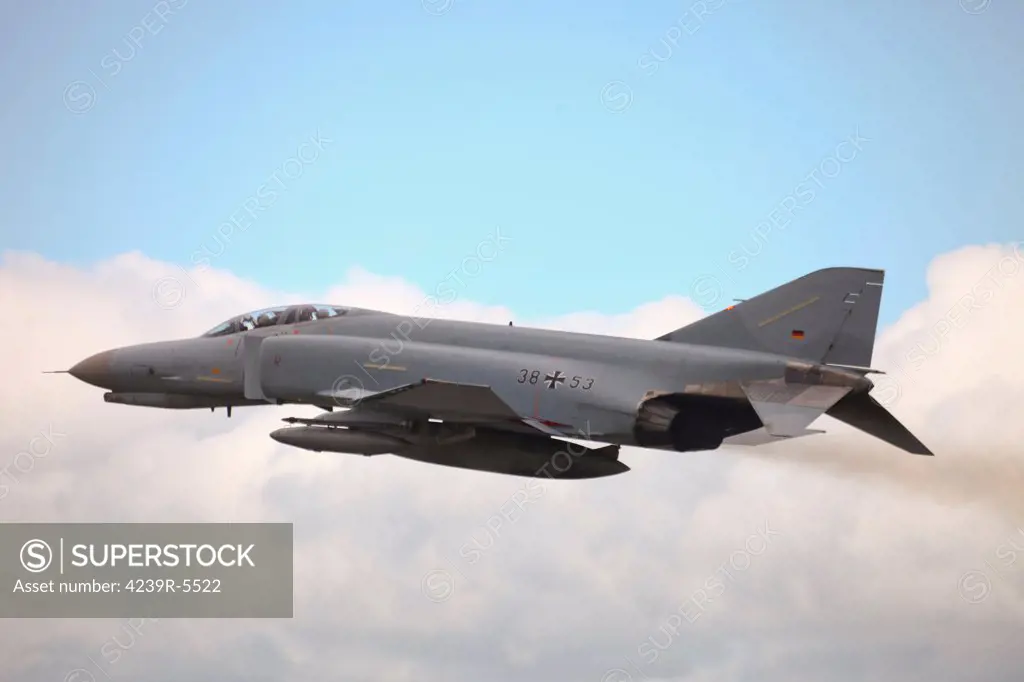 A German F-4F Phantom in flight over Wittmund, Germany.
