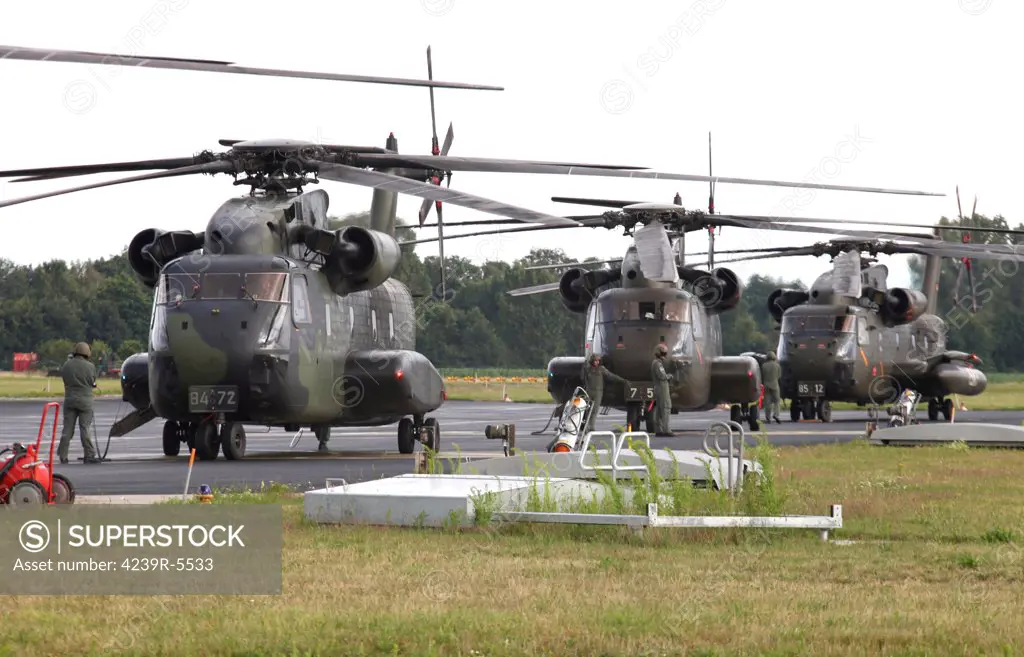 German Army CH-53G helicopters, Rheine-Bentlage Airfield, Germany.