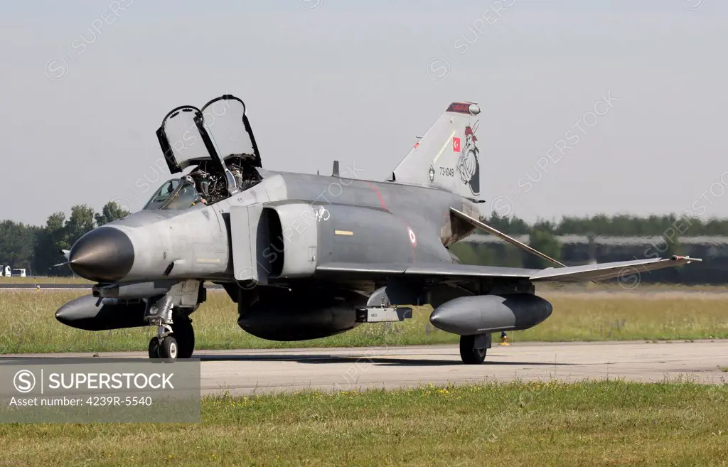 Turkish F-4E Phantom with Israeli built Elta ECM pod during the bi-annual ELITE exercise at Lechfeld Airfield, Germany.