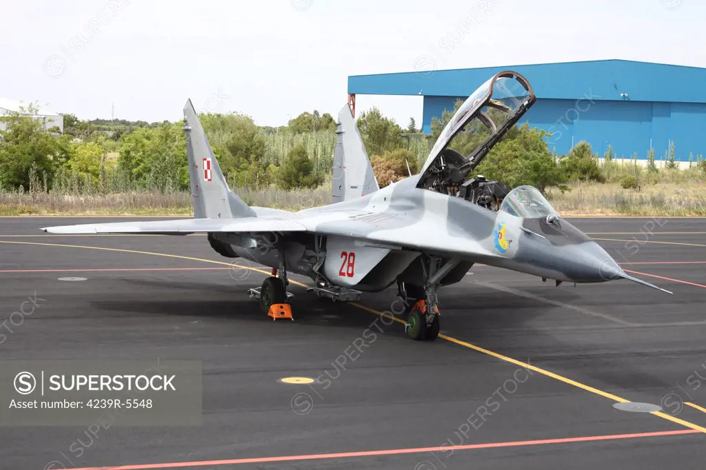 Polish Air Force MiG-29UB during NATO's Tactical Leadership Program exercise at Albacete Airfield, Spain.