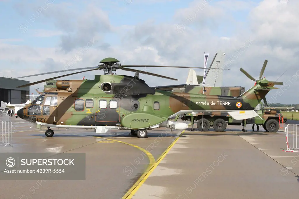 Cougar Horizon early warning radar helicopter of the French Army, Geilenkirchen Airfield, Germany.