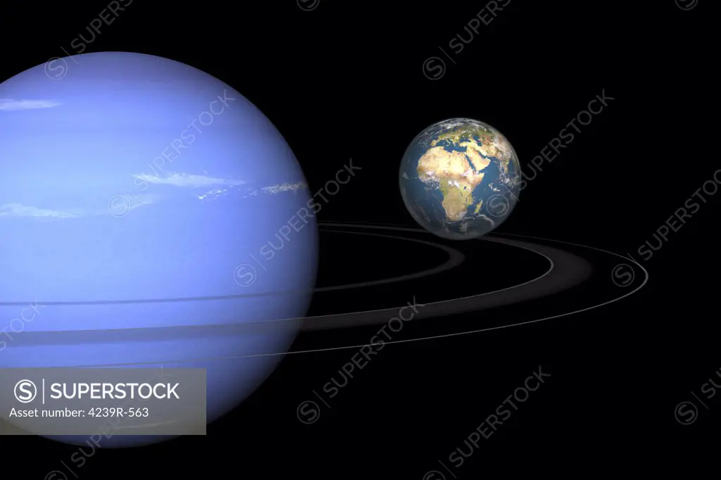 Artist' concept of Neptune and Earth