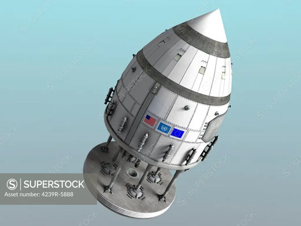 Orion-drive spacecraft in standard configuration for space flight.