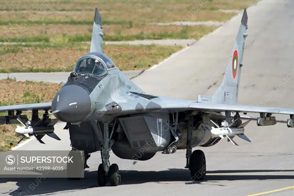 A Bulgarian Air Force MiG-29 equipped with AA-10 Alamo missiles.