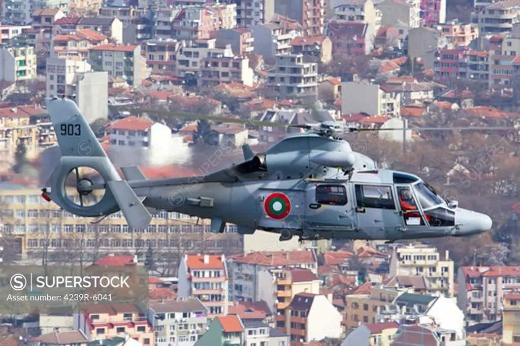 Bulgarian Navy Eurocopter AS-565MB Panther over Varna, Bulgaria.