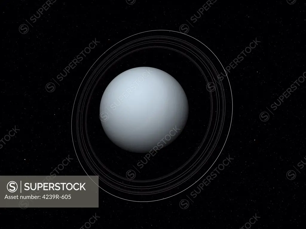 Artist's concept showing how Uranus might look from a position in space several hundred thousand miles above its south pole