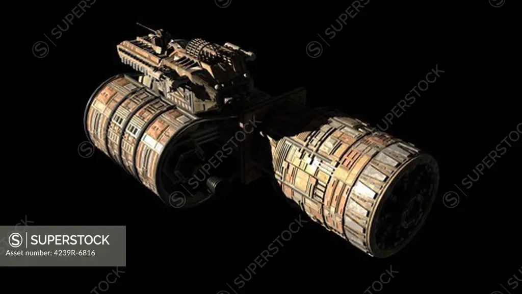 French/Bulgarian orbital weapons platform featured in 2001 : A Space Odyssey, front view.