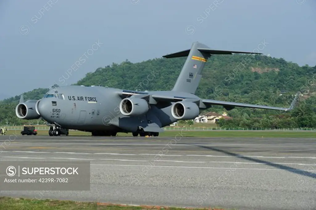 March 27, 2013 - A Boeing C-17 Globemaster III of the U.S. Air Force on display at Langkawi Airport, Malaysia.