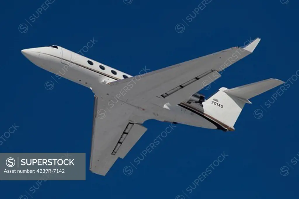 A C-20 Gulfstream jet of the 86th Airlift Wing in flight over Germany.