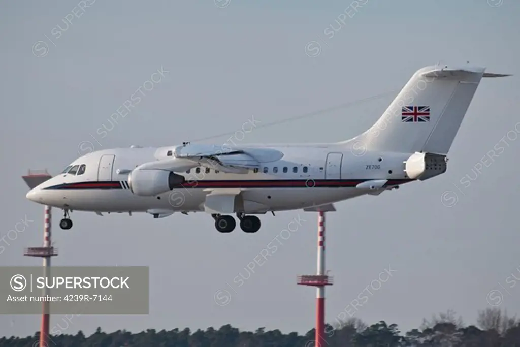 A British Aerospace 146 jet of the Royal Air Force transporting VIP's, Ramstein Air Base, Germany.