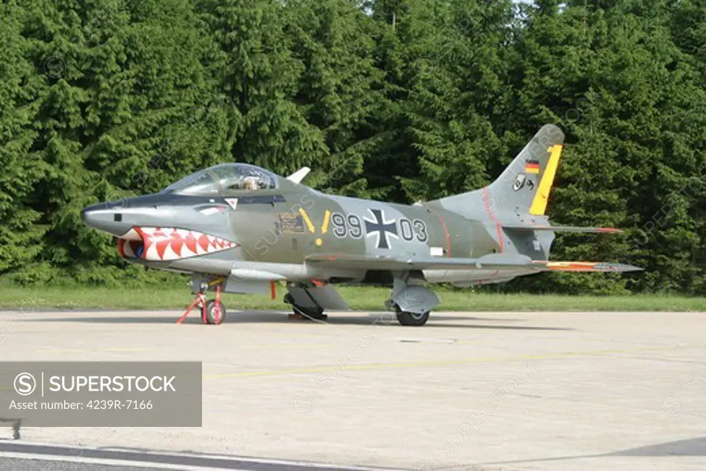 A Fiat G-91 fighter plane of the German Air Force at Buchel Germany.