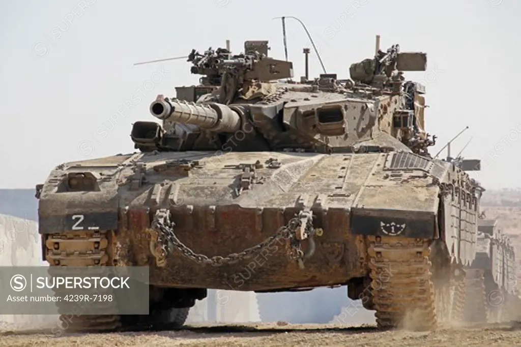 An Israel Defense Force Merkava Mark II main battle tank.