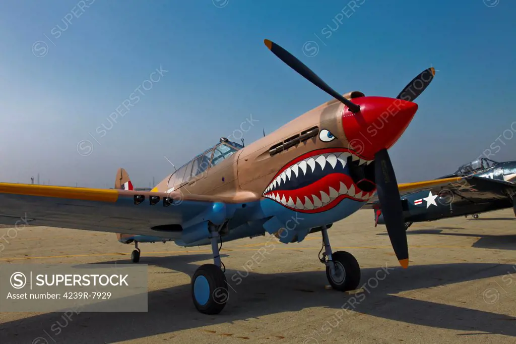A Curtiss P-40E Warhawk on display at the Warhawk Air Museum, Nampa, Idaho.