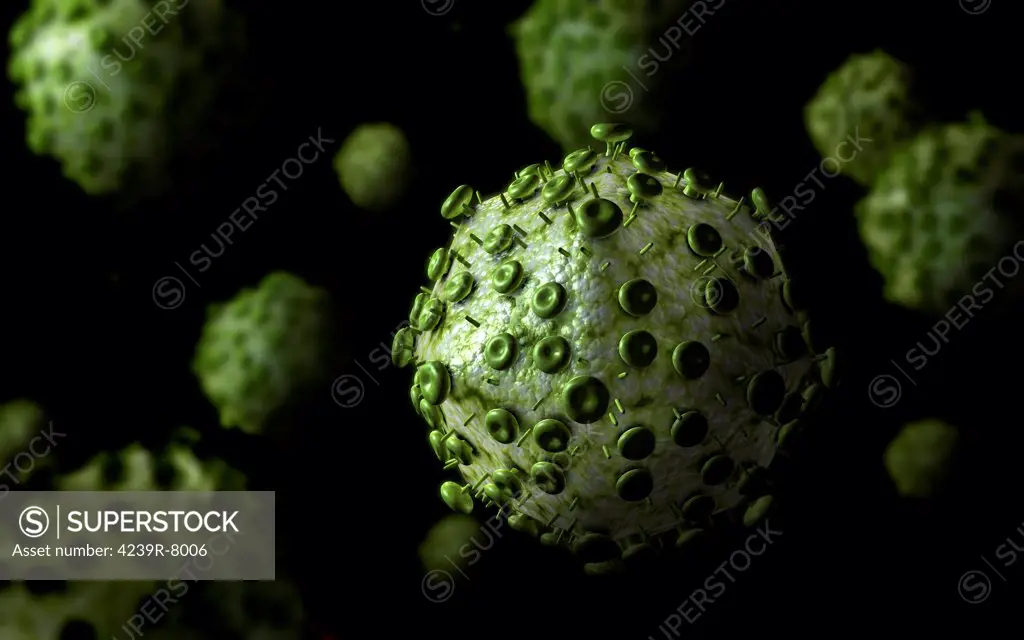 Microscopic view of HIV virus.