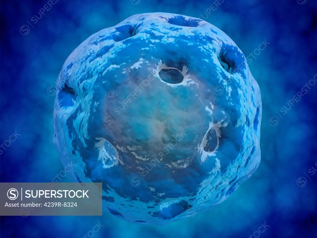 Conceptual image of cell nucleus. The cell nucleus acts like the brain of the cell. It helps control eating, movement, and reproduction.