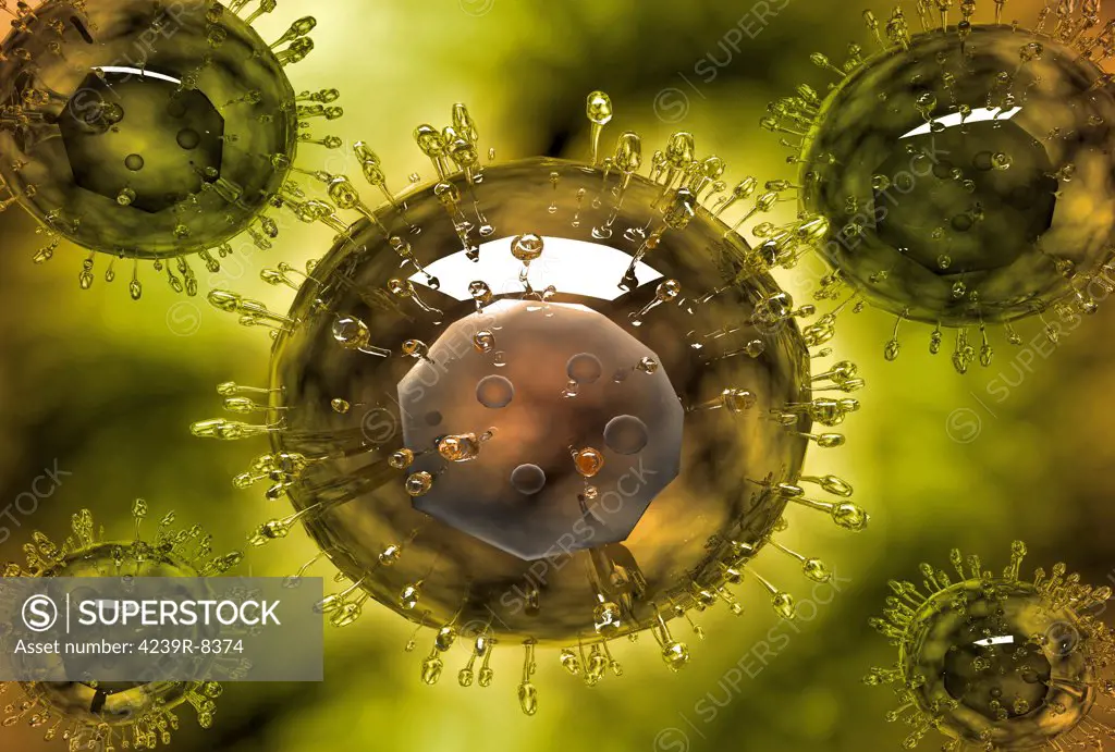 Group of H5N1 virus with glassy view.