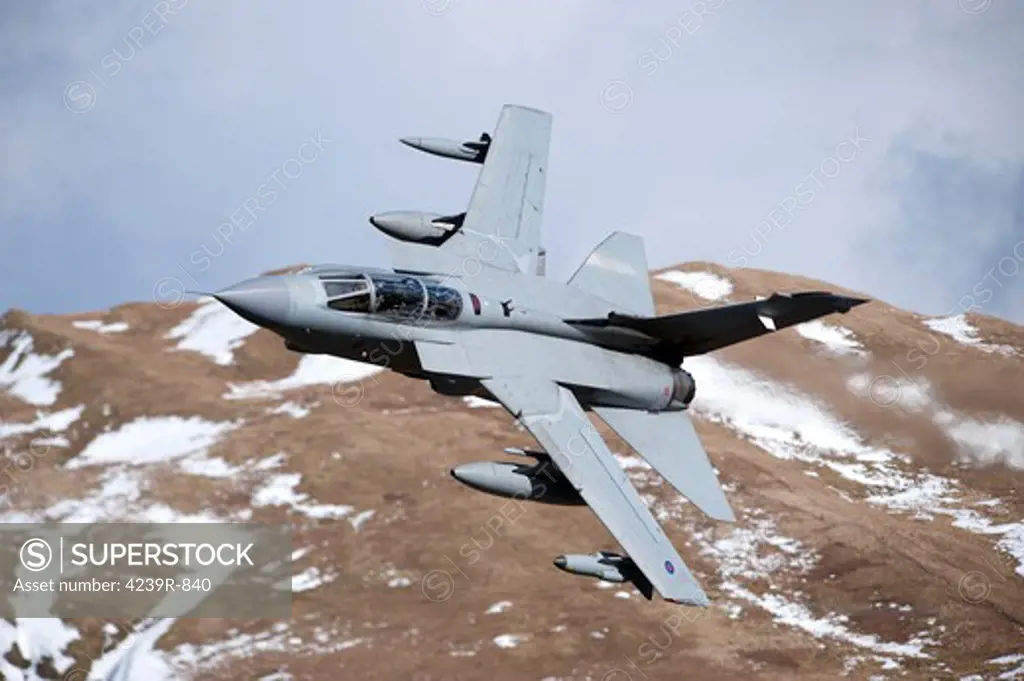 A Royal Air Force Tornado GR4 during low fly training in North Wales