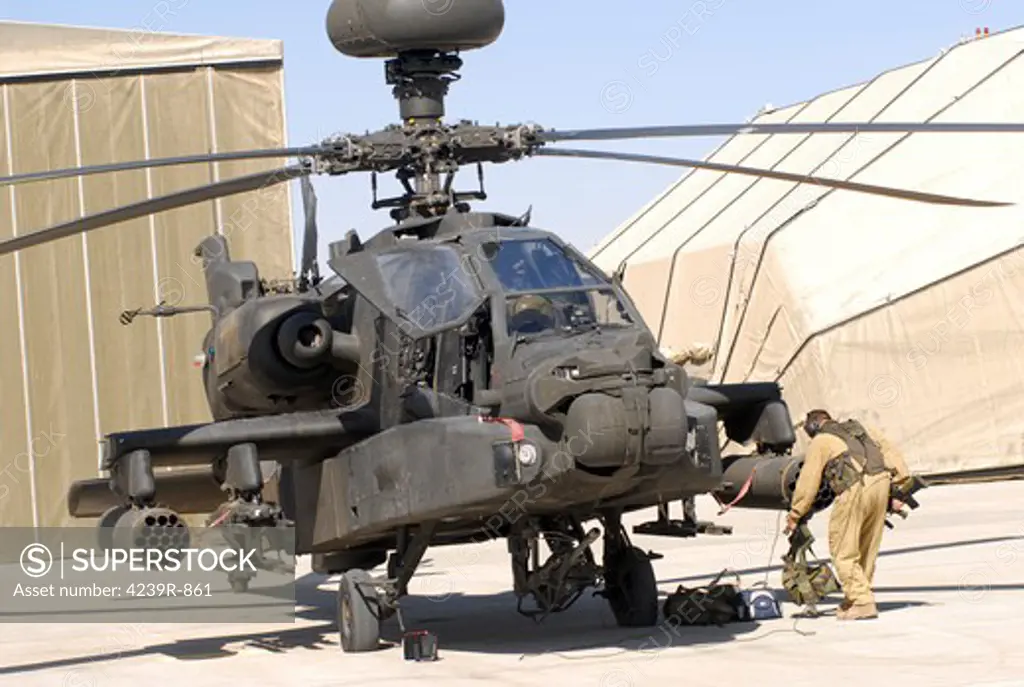 An Apache helicopter at Camp Bastion, Afghanistan
