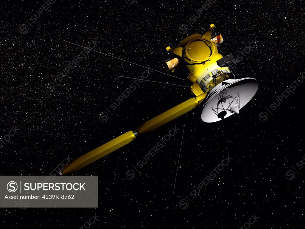 The Cassini spacecraft in orbit. Cassini was launched in 2007 and sent near Saturn for observation in 2004. The current end of mission plan is 2017.