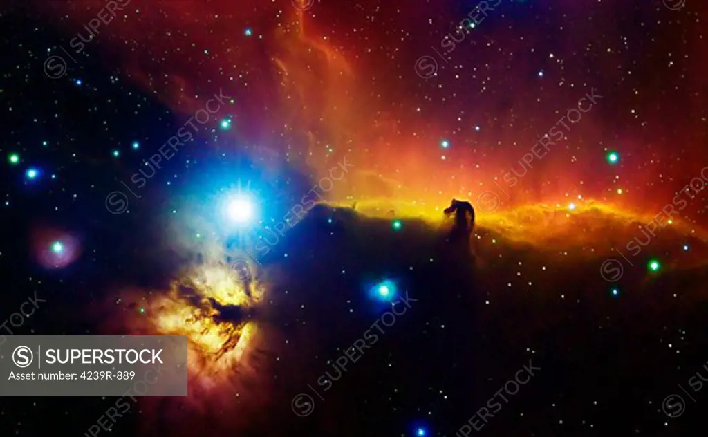 Alnitak region in Orion (Flame nebula NGC 2024, horsehead nebula IC434)
