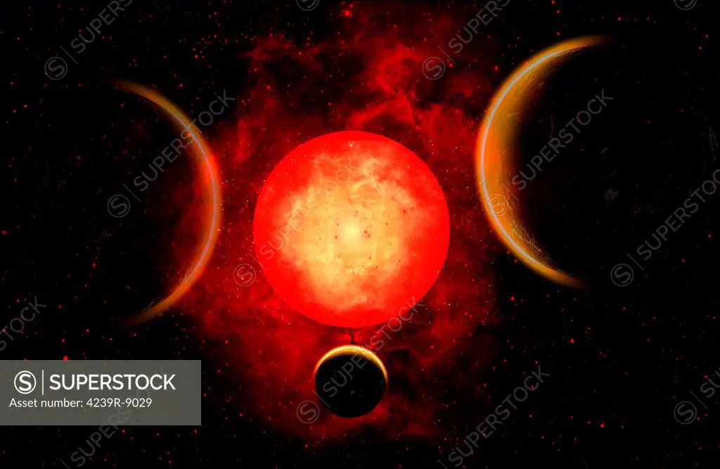 A red giant star, planetary star system.