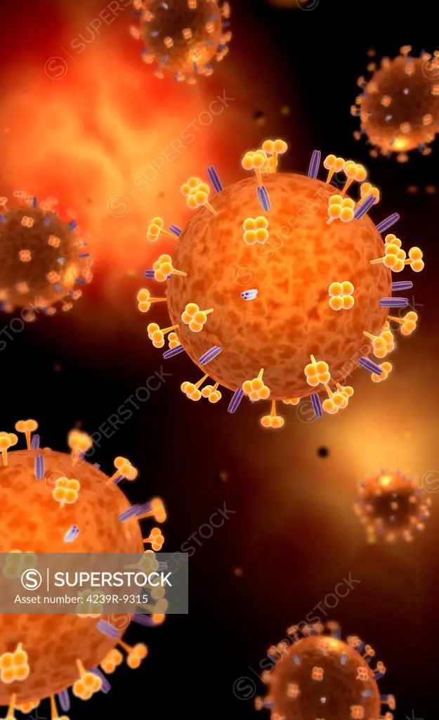 Conceptual image of influenza causing flu.