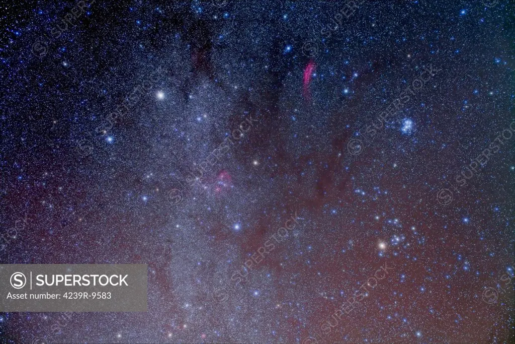 Deep sky image of the constellations Auriga and Taurus.