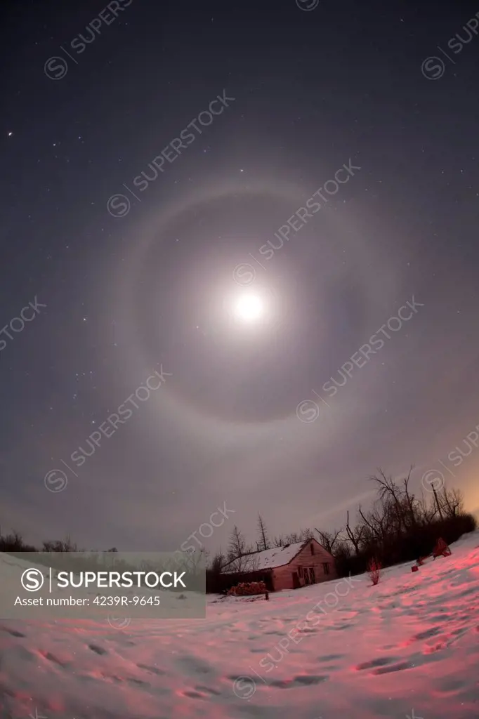 February 21, 2010 - Lunar halo taken near Gleichen, Alberta, Canada.